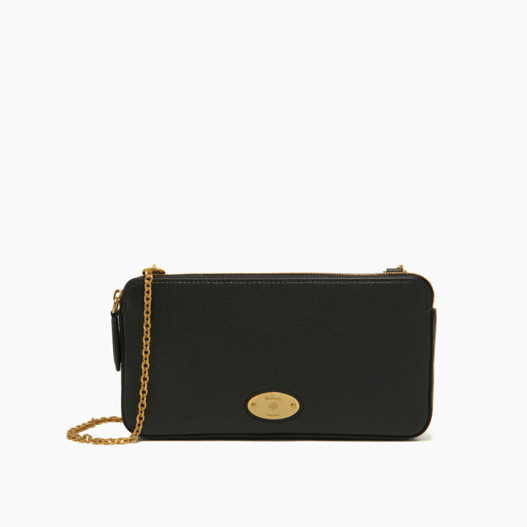 mulberry plaque wallet on chain black